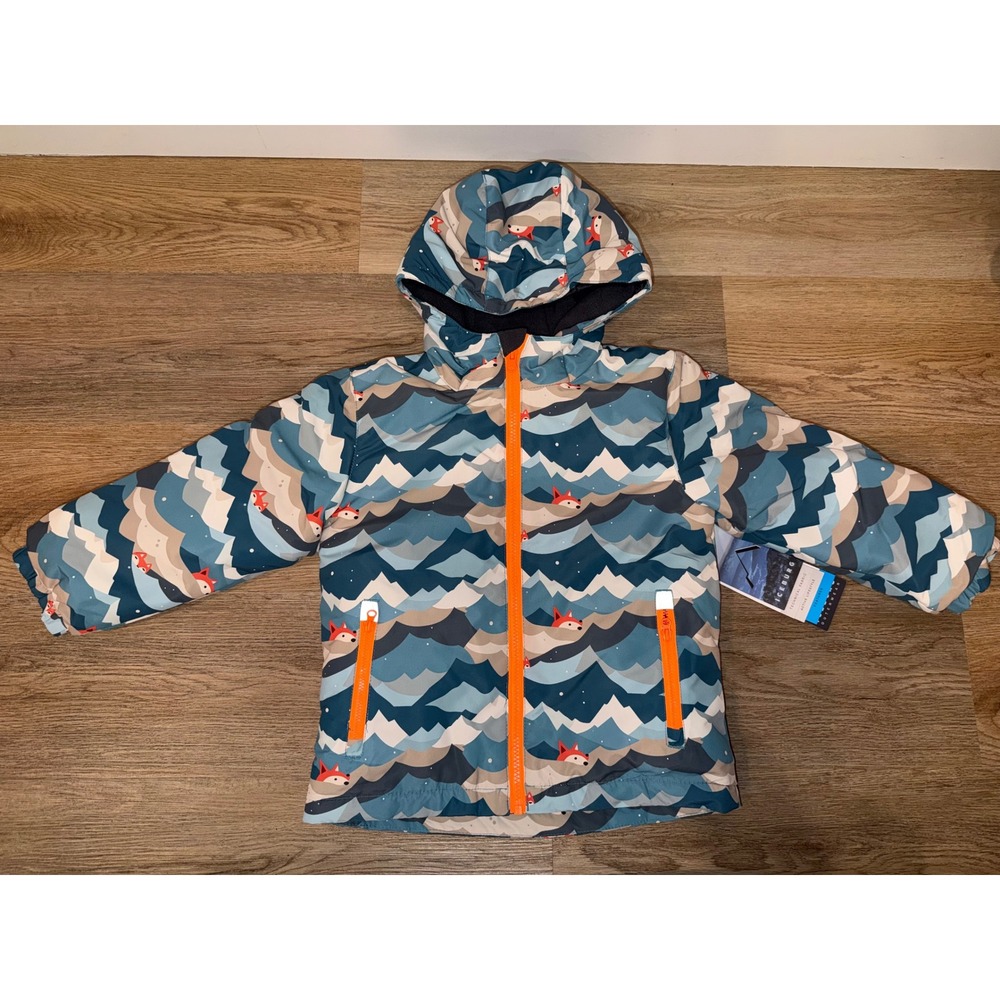 Iceburg Boys Blue Mountain Fox Print Insulated Winter Snow Coat 4T
